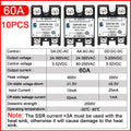 LCTC 10Pcs SSR 10A25A40A50A60a80A100a Solid State Relay DC to AC AC to AC DC to DC Single-phase Relay Zero-crossing Type