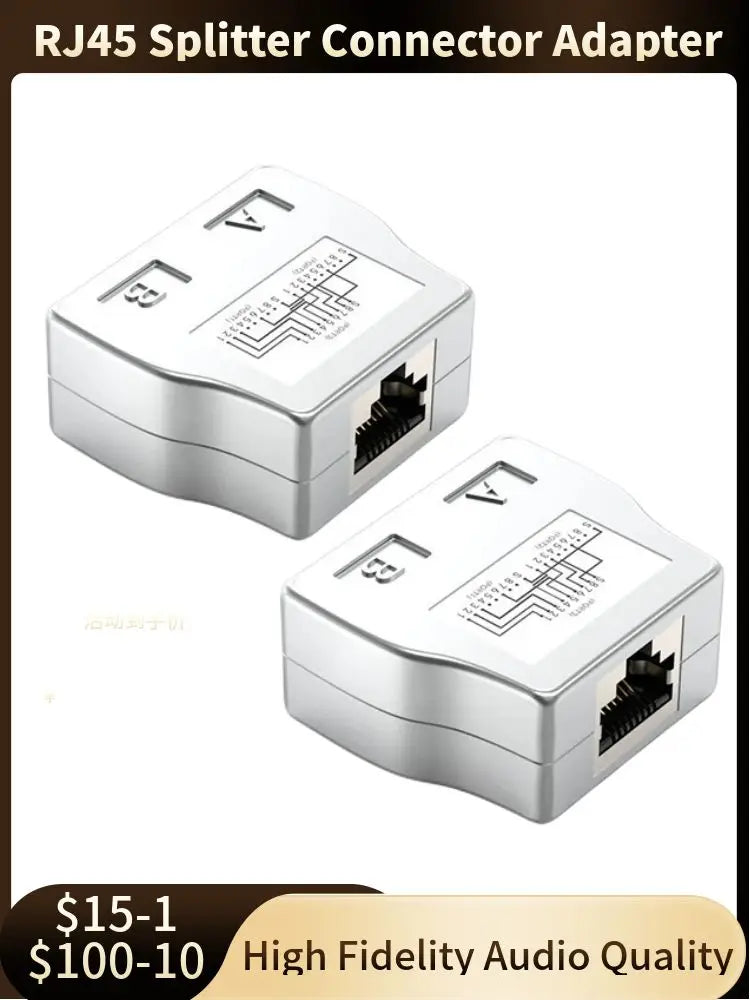 RJ45 Coupler 1 to 2 Ways Splitter Connector Adapter Ethernet Modular Plug Shielded Box RJ 45 Female Extender Internet Connection