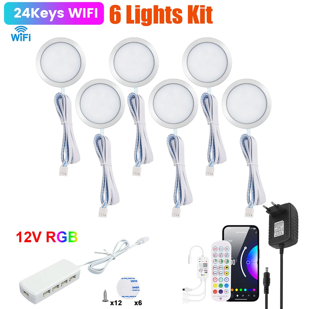 1 2 3 5 6 8 Lihgts RGB LED Cabinet Light 12V WiFi Bluetooth 24Key 44Key Remote Control Power Kit for Kitchen Wardrobe Lighting
