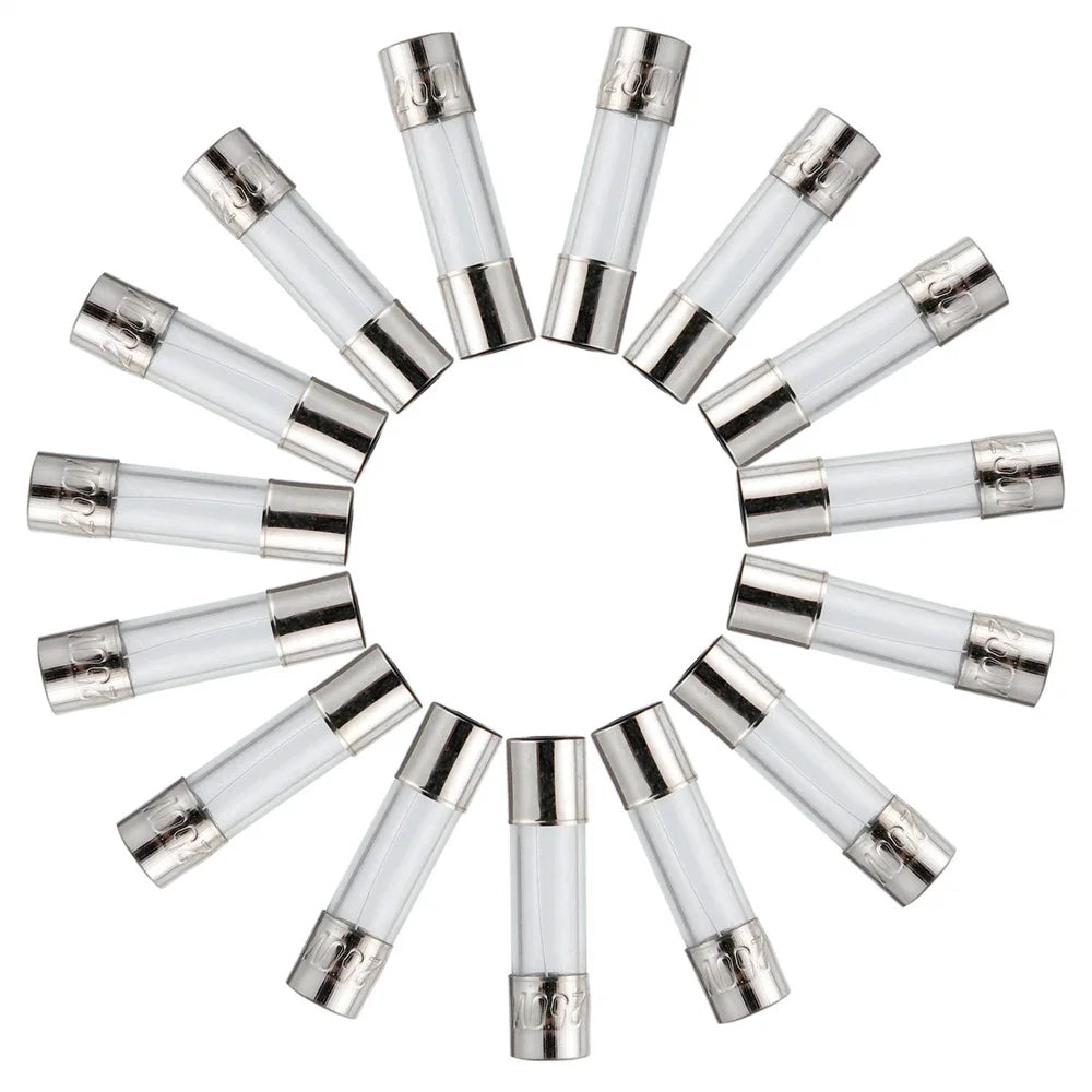 15 Values 150pcs Fast-Blow Glass Fuses Kit 5x20mm 250V 0.1 0.2 0.25 0.5 1 1.5 2 3 4 5 8 10 12 15 20A Packaging in Clear Plastic