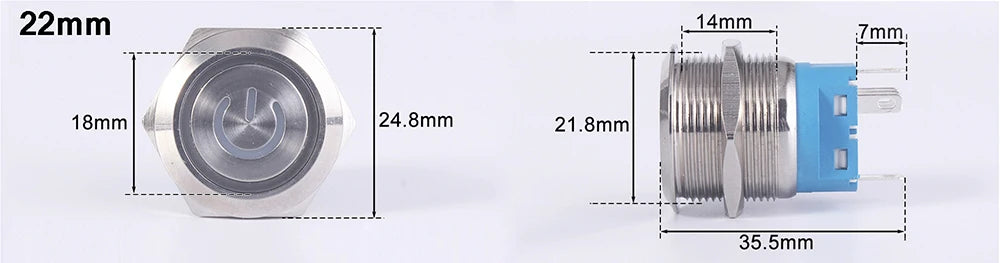 12/16/19/22mm Waterproof Metal Push Button Switch LED Light Momentary Car Engine Power Switches 5V 12V toggle 220V Volt