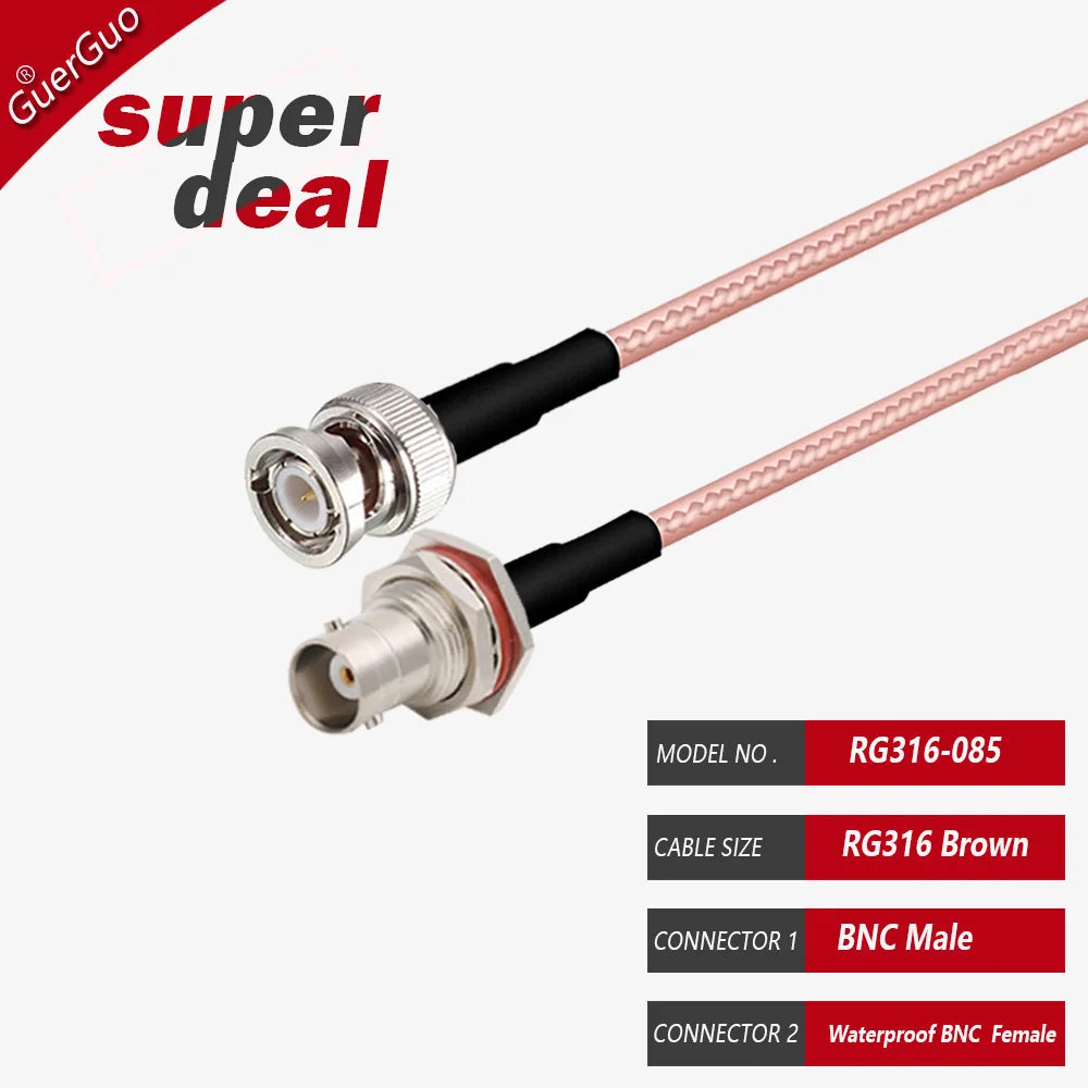 BNC Male to BNC Male BNC Female Adapter RF Coaxial RG316 Cable 50 Ohm for Video Camera System BNC Coax Extension Pigtail Cord