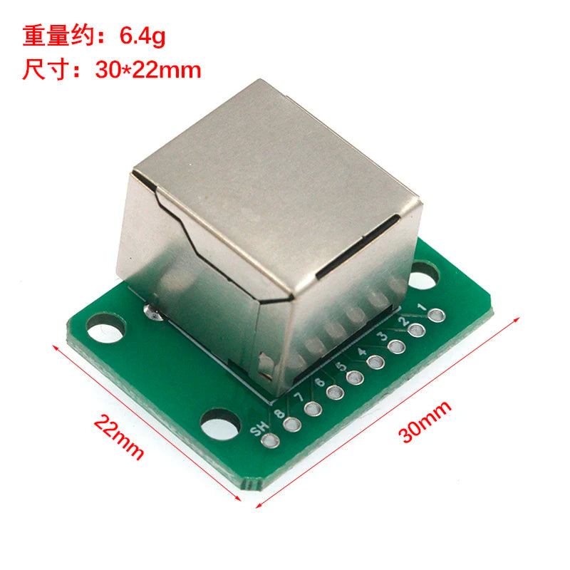 1Pcs RJ45 Adapter Board To XH2.54 Modular Ethernet Connector Adapter Network Interface + Breakout Board + Pin Header