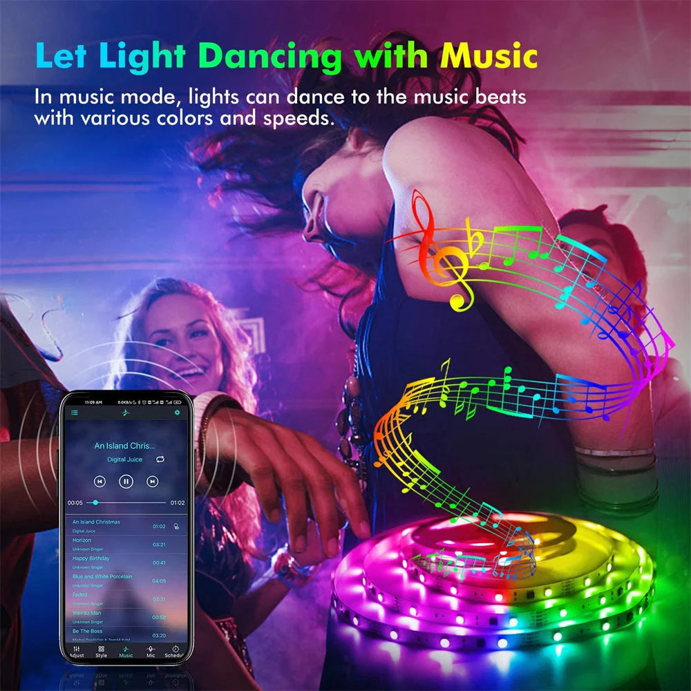 RGB 5050 LED Strip Lights App Control TV Backlight Flexible Ribbon Tape USB 5V Led Light for PC Gaming Room Decoration