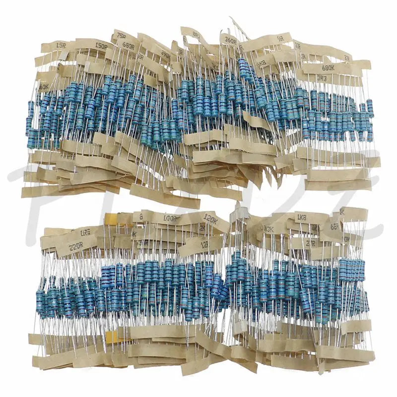1/8W 1/4W 1/2W 1W 2W 3W Resistance 1% Metal Film Resistor Assortment Kit Set 1 10 100 K ohm  DIY Resistor Pack 0.125W 0.25W 0.5W