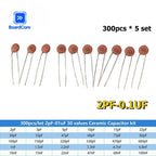 300pcs Ceramic Capacitor Kit 2PF-0.1UF 30Values*10pcs Capacitance Assorted Set DIY Sample Pack