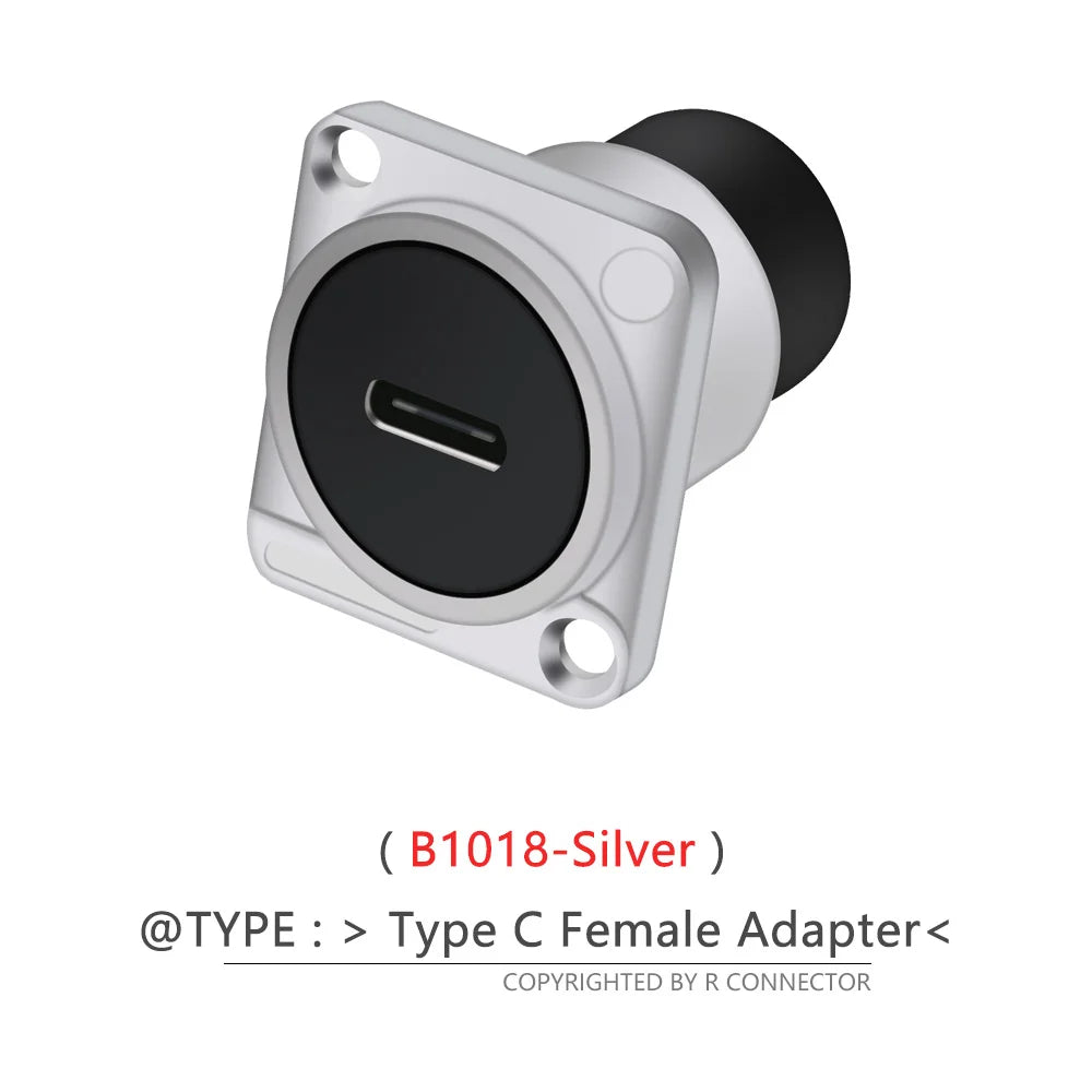 Waterproof D Type Chassis Connector,Type C Female to Female USB-C Converter Adapter Type-C Panel Mount DIY Jack with Dust Cover