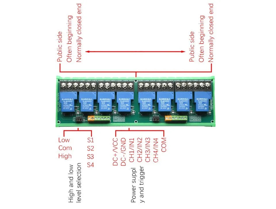 1 2 4 8 Channel Relay Module 30A With Optocoupler Isolation 5V 12V 24V Supports High And Low Triger Trigger