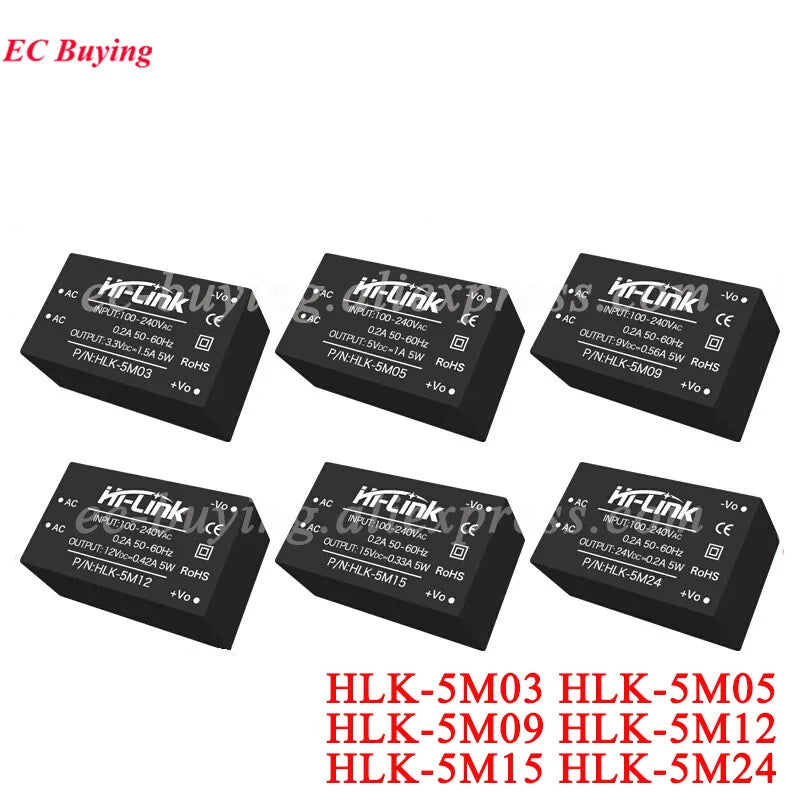 1Pc-2Pcs 5W 220V to 5V/3.3V/9V/12V/15V/24V AC DC Mini Power Supply Module Board Hi-Link HLK-5M03 5M05 5M09 5M12 5M15 5M24 5M05B