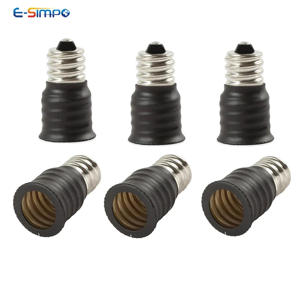 6pcs E12 To E14 LED Chandelier Lamp Socket Converter, US to EU Candle Candelabra LED CFL Bulb Base Holder Adapter