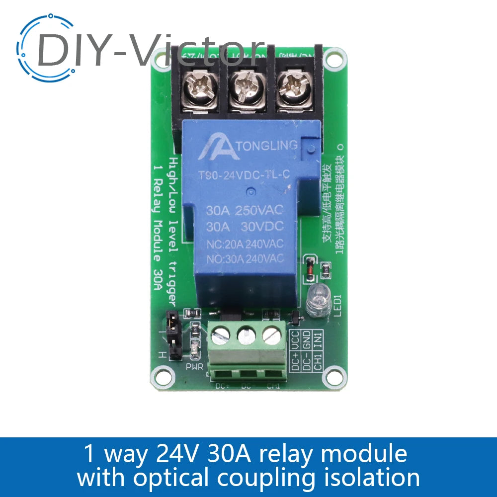 1/2/4 channel relay module 30A with optocoupler isolation 5V 12V 24V supports high and low Triger trigger DC30V/30A AC250V/10A