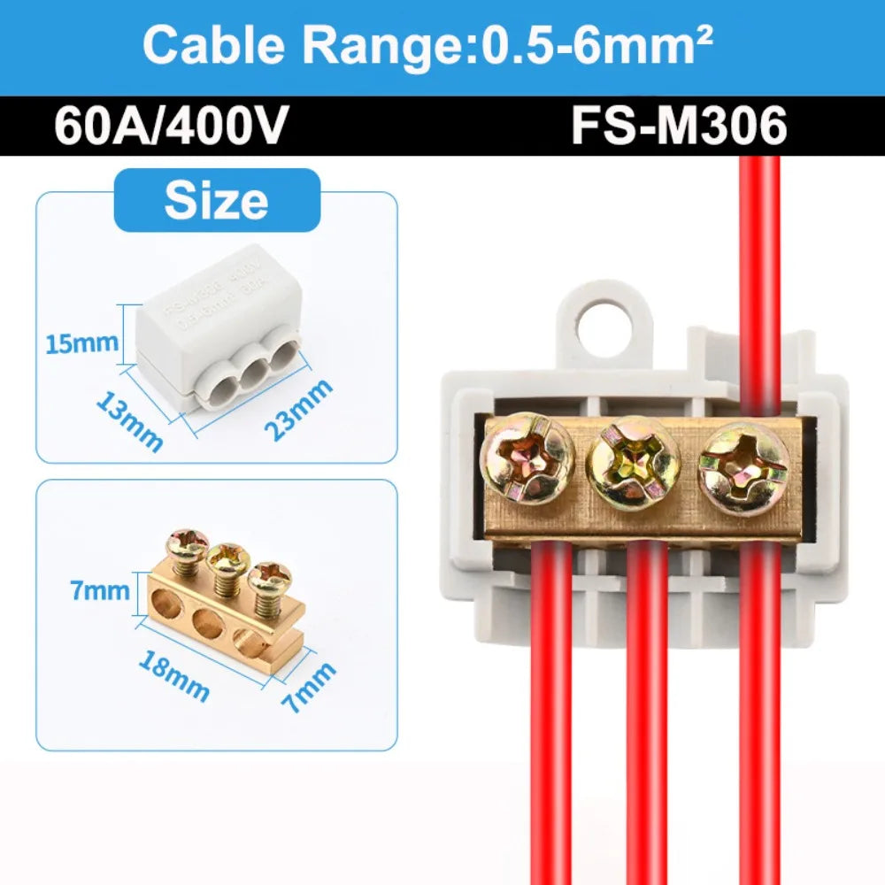 New Conductor Brass High Power Splitter Large Current Universal Quick Terminal Block Terminal Blocks Electrical