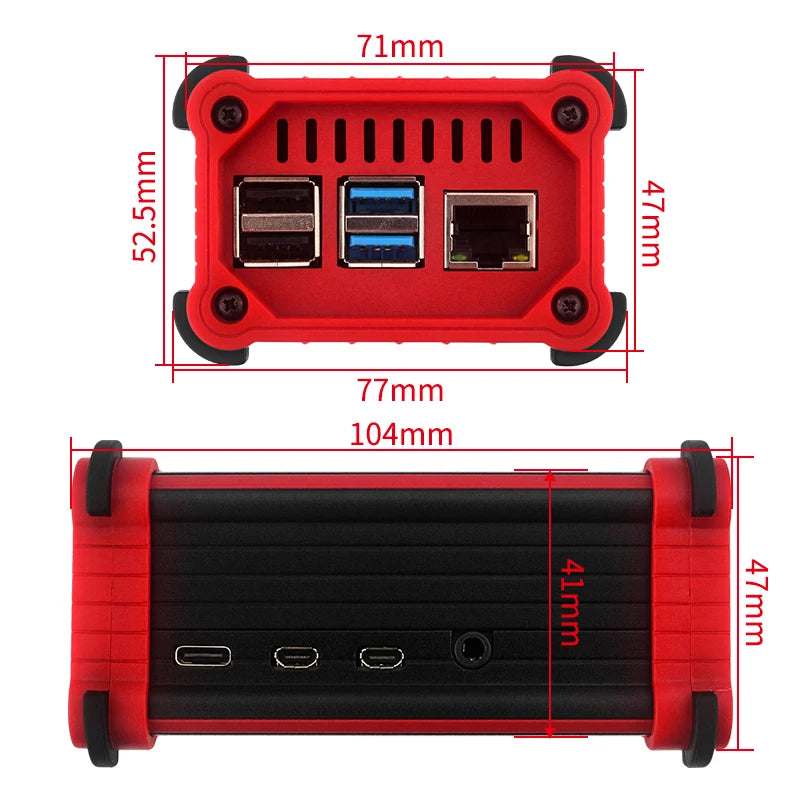 Raspberry Pi 4 Aluminum Case with Cooling Fan Heatsinks Active Cooler Anti-Falling Protection Box Shell for Pi 4