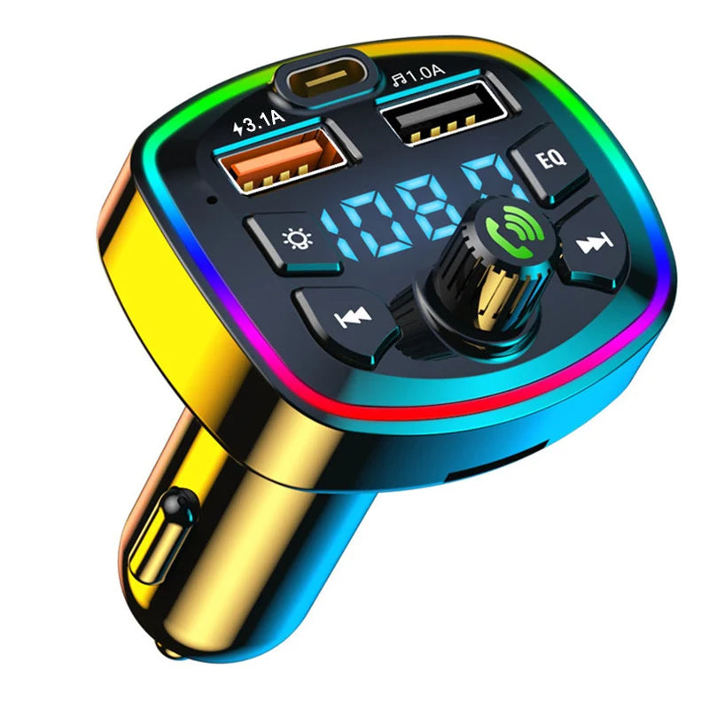 Bluetooth 5.0 Car FM Transmitter Hands Free Kit Dual USB Fast Car Charger Wireless MP3 Audio Receiver FM Modulator For All Phone