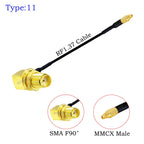 1Pcs RF1.37 Cable SMA Male/Female to MMCX Male 90 Degree Connector 50ohm SMA to MMCX RF Coaxial Extension Jumper OD=1.37 Cable