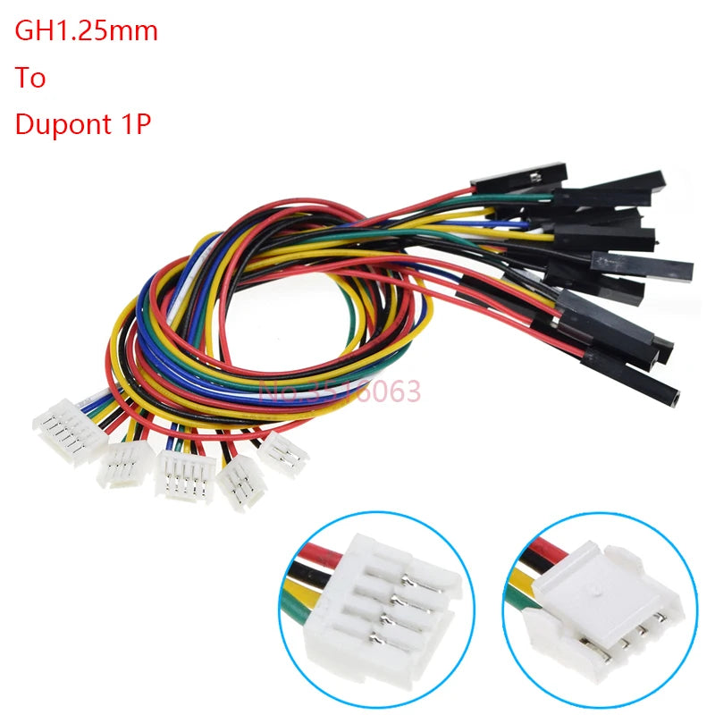 5Pcs GH1.25mm To 2.54mm Dupont Line 1Pin Female Connector Cable GH1.25 With Locking 2/3/4/5/6P Wire 28AWG Length 20cm
