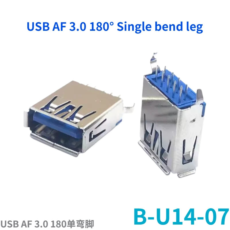 5PCS  USB Connector 3.0 A-type Female Socket AF Type 90 Degree Side Plug 180 Degree USB 3.0 B-port Printer Data