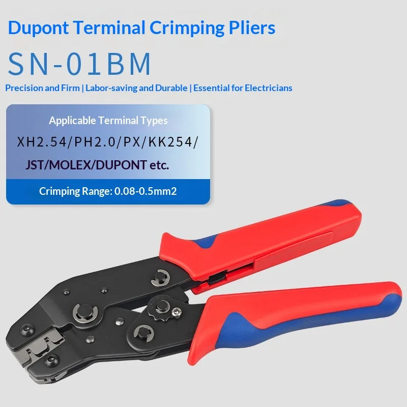 SN-01BM Crimping Plier Kit Ratcheting Crimper Tool Set with 460pcs 2.54mm JST-XH Connectors for AWG 28-20(0.08-0.5mm²)