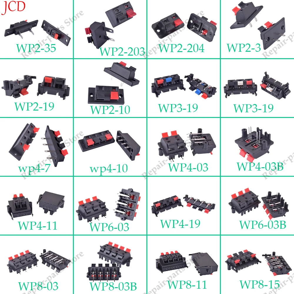 1PCS  Connector Terminal 2P 4P 6P 8P 12P Push In Jack Spring Load Audio Speaker Terminals Breadboard Clips