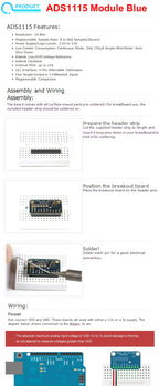 I2C ADS1115 ADS1015 16 Bit ADC 4 channel Module with Programmable Gain Amplifier 2.0V to 5.5V RPi