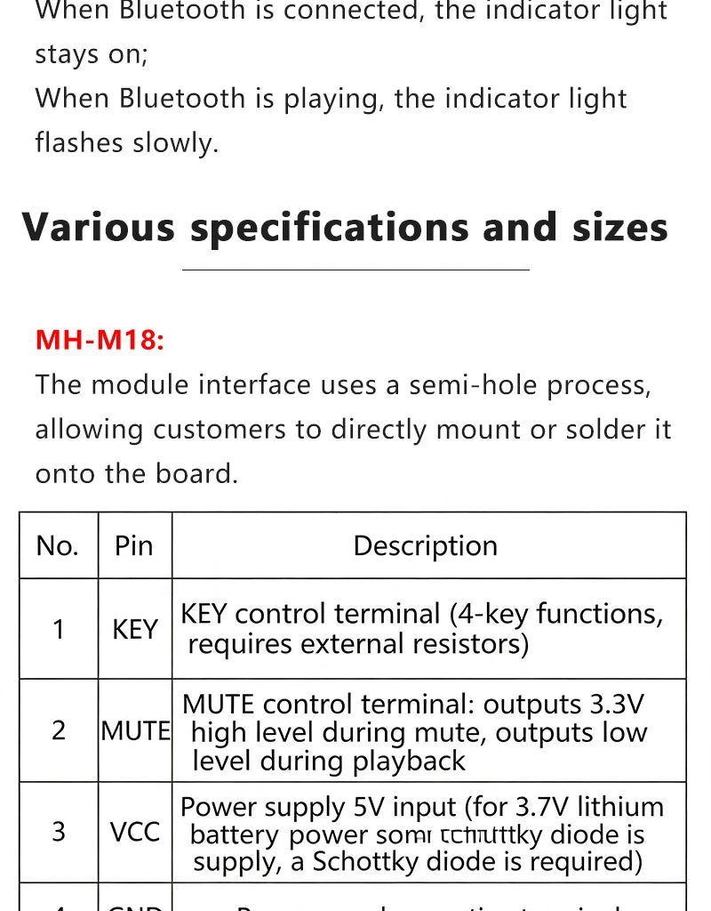 MH-M18 MH-M28 MH-M38 Bluetooth 4.2 Audio Receiver Module Wireless Stereo Music Board Type-C Micro USB