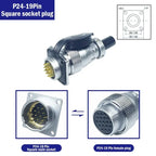 PLS24 WS24 6/10/12/19 Pin Metal Circular Aviation Socket Plug Wire Female Male Connector M24 Threaded Coupling Panel