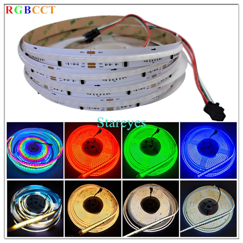 COB SPI LED Strip Light 24V 5m Addressable Pixels White CCT RGB RGBW RGBCCT WS2811 WS2814 Digital IC FCOB Magic Color Tape Rope