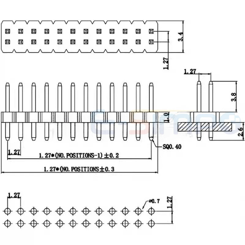 20pcs 1.27mm Low Short Profile Double Row DIP PH1.0mm Male Female Header PH2.0 2x4/5/6/7/8/10/12/32/50P Thin PCB SOIC Pin Header