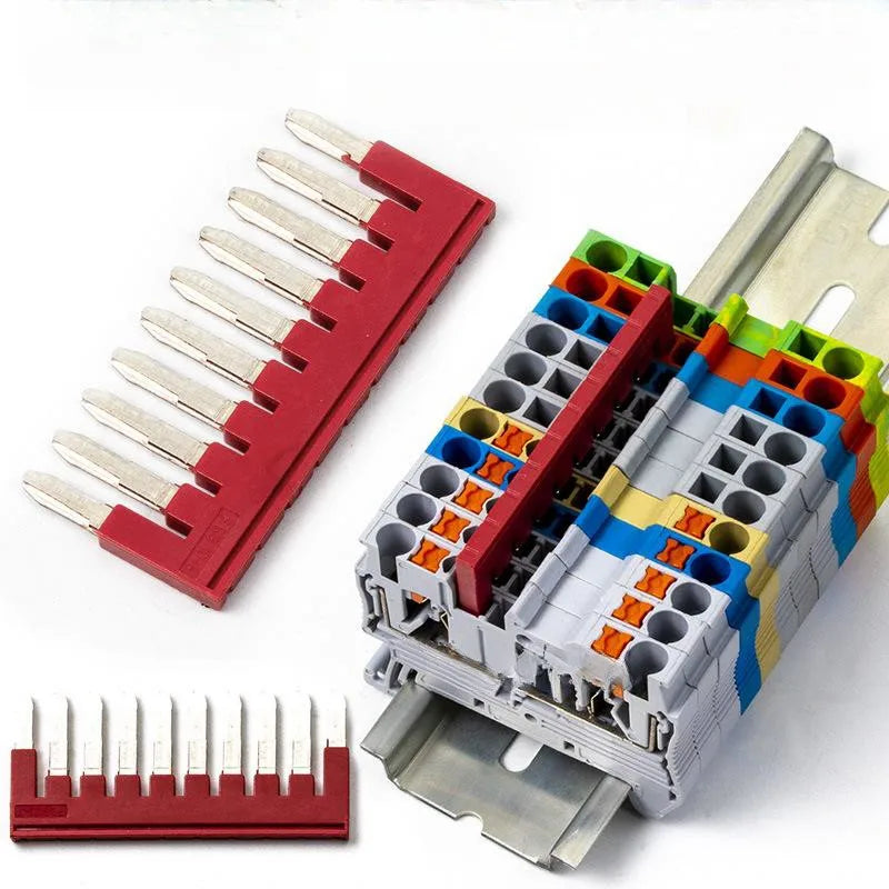 2/3/4/5/10 Seats Terminal Strip Jumper Plug-in Fixed Bridge PT ST UT DIN Rail Terminal Blocks center connection bar Accessories