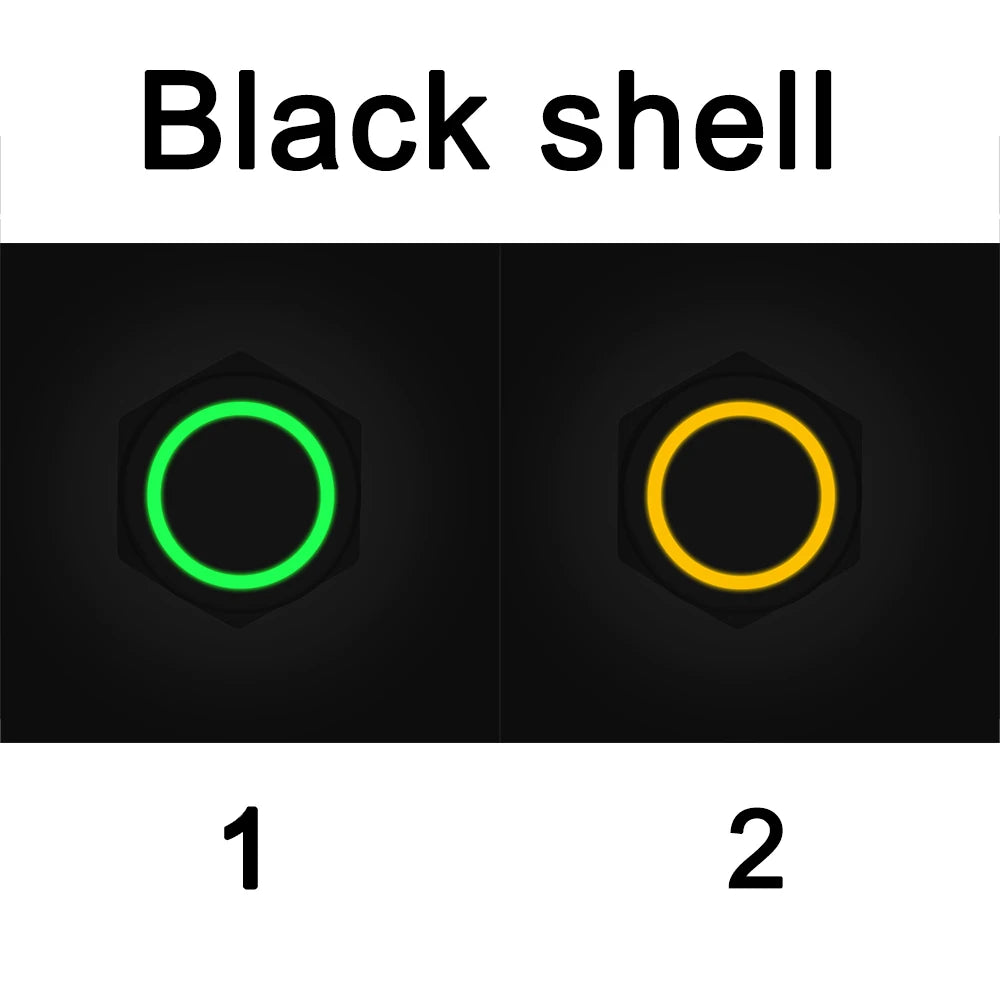16/19/22mm Two Color Waterproof Metal Push Button Switch LED Light Momentary Latching Car Engine Switch 5V 12V 24V 220V Red Blue