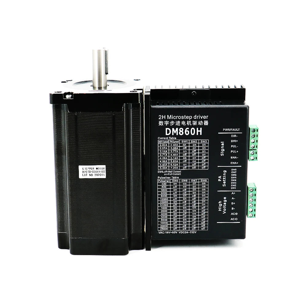 HLTNC 4 Axis Nema34 86x156mm 12N 1600ozin Stepper Motor Kit With DM860H Driver + 400w 60v Power Supply For CNC Milling Engraver