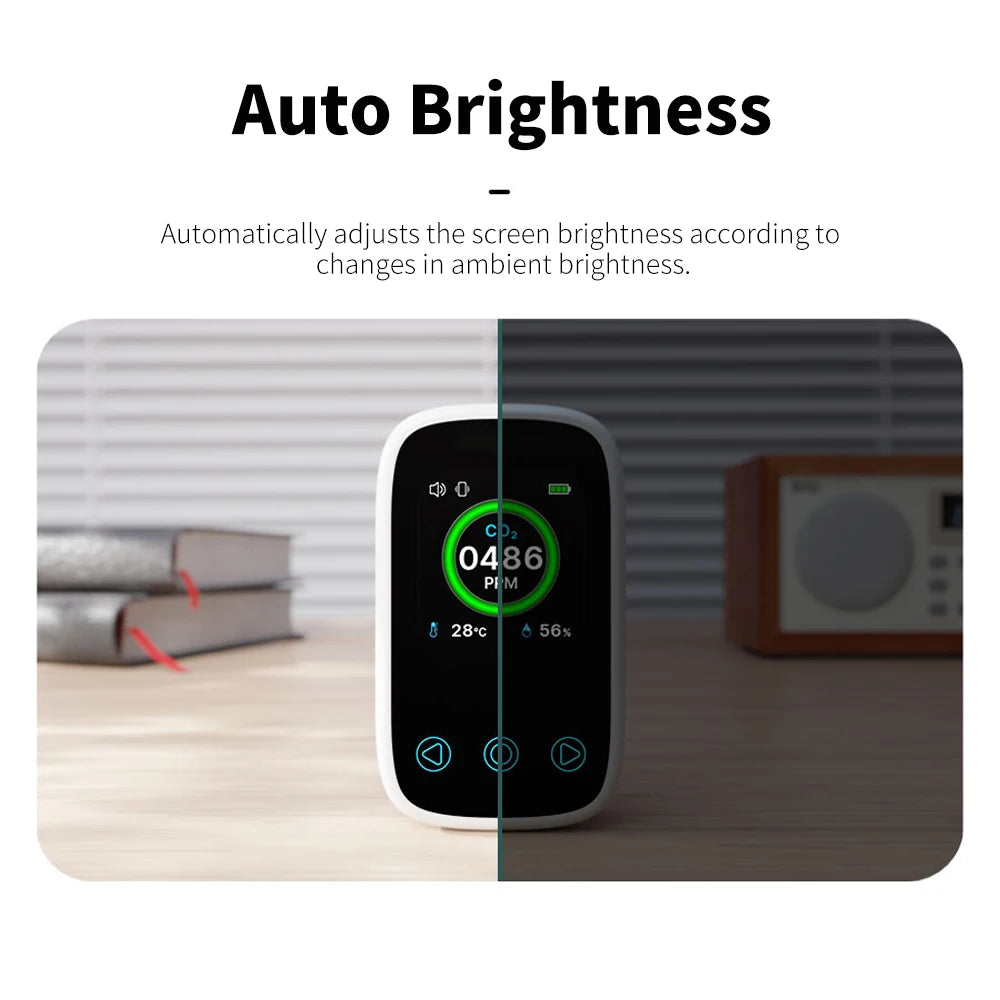 3 in 1 CO2 Air Quality Detector Carbon Dioxide Detector Gas Monitor CO Temperature Humidity Meter NDIR Sensor Type-C Charging