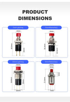 5mm 7mm 10mm Mini Push Button Switch Latching Self Reset Red High Head Small Buttons Switches 2 pins 1NO 1NC 3A/125V 1A/250V