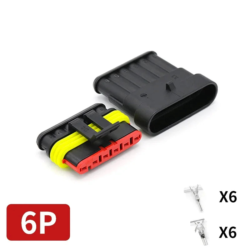 20/50/100Sets 1.5 Series AMP Automobile Connectors 1/2/3/4/5/6 Pin Super Seal Waterproof  Electrical Wire Connector PA66 Nylon