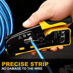ZoeRax RJ45 Crimp Tool Pass Through Industrial Grade Ethernet Crimper All-in-one Ratcheting Modular Data Cable Crimper