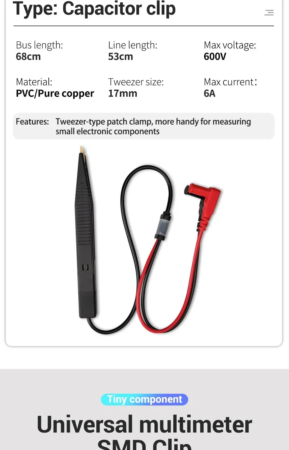 LCR Capacitor Test Clip Test Leads Capacitance Resistance Multimeter Testing Accessory