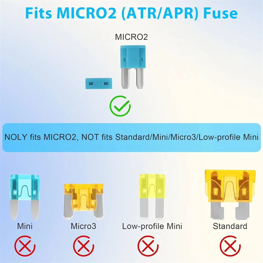 Micro2 Fuses Assortment Kit- 105 Pcs ATR APT Blade Car Fuses With Fuse Puller, Automotive Replacement Fuse For Car, Boat, RV
