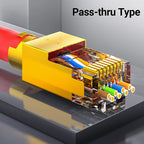AMPCOM CAT7 Pass Through RJ45 Modular Plug Network Connectors STP 3/50μ Gold-Plated 8P8C Crimp End for Ethernet Cable