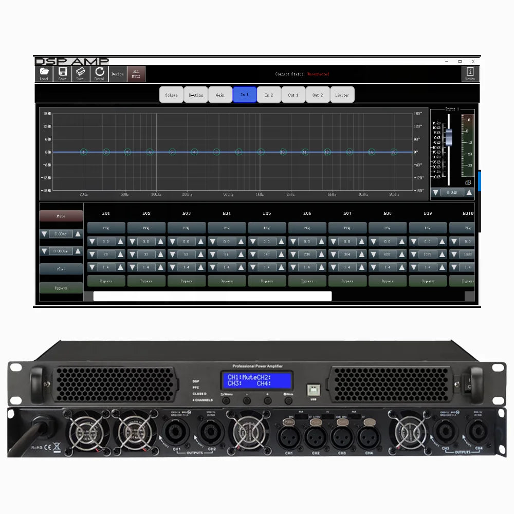 ShennDare Professional Digital DSP Power Amplifier 4x1000W 8OHM 4CH Sound Amplifier Processor DJ Subwoofer Line Array Speaker