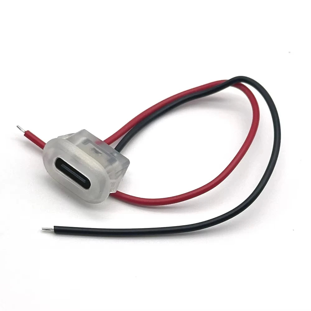 Type C Female Connector Waterproof USB C Female Jack Socket 2 Pin 3A Charging Port Power Cable Extension Direct Crimp Mount