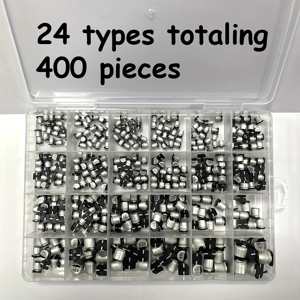400/1500Pcs/Lot 1UF~1000UF 6.3V-50V 24/36 Value SMD Aluminum Electrolytic Capacitors Assortment Kit + Box