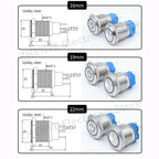 12mm 16mm 19mm 22mm Metal Switch Button Push With Wire Waterproof On Off Momentary/Latching Led Light Start Stop 5V 12V 24V 220V