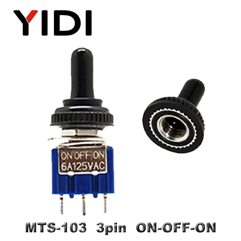6A 125VAC Mini 6mm Toggle Switch MTS 102 103 202 203 302 303 402 403 on off SPDT DPDT on off on 3PDT Switch with Waterproof Cap
