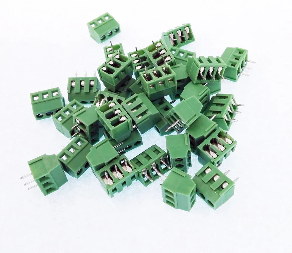 50pcs 3.5mm/0.14" 3.81mm/0.15in Pitch 2P 3P 128-3.5 300V/10A 24-12AWG Spliceable PCB Connector Screw Wire Terminal Block