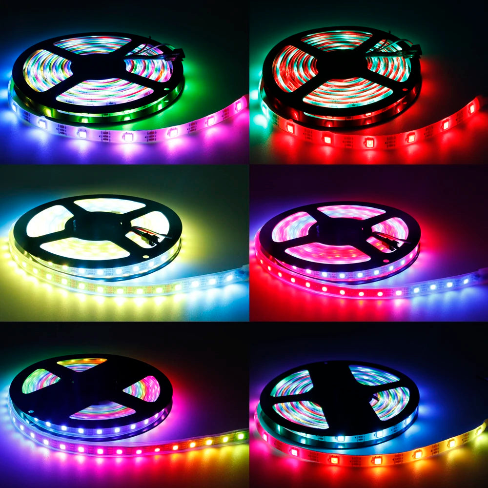 WS2811 WS2812B WS2813 WS2815 5050RGB LED Strip Lights Individually Addressable 30/60/144Pixels/Leds/m Black /White PCB DC5V/12V