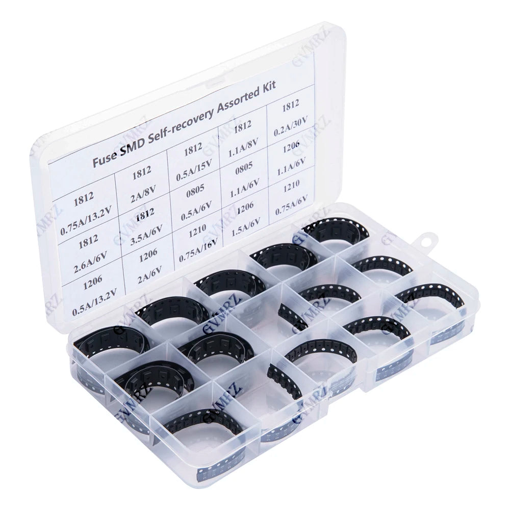 300PCS 15Values*20PCS 1206 0805 1210 1812 0.7A 0.5A 0.2A 1.1A SMD Resettable Fuse Kit 2A 2.6A 3.5A PPTC PolySwitch Self-Recovery