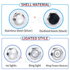12/16/19/22/25/30mm Short Stroke Mini Waterproof Metal Push Button Switch Power Led Light Momentary 5/12/24/220V Black 1NO