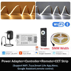 1-10M CCT 2700K-6500K Dimmable LED Strip 5mm 10mm COB LED Strip Light CCT Strip Tuya WiFi Controller Linear LED Tape With Dimmer