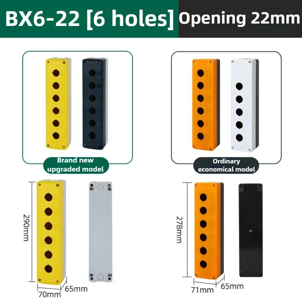1/2/3/4/5 Hole Button Switch Control Box Button Emergency Stop Dustproof Waterproof IP65 Button Thickened Yellow Gray