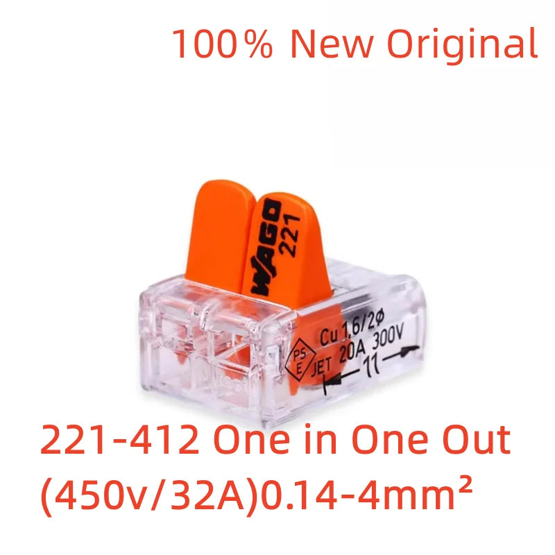 WAGO holes Lever wire connector 221-412 221-413 221-415 221-612 221-613 221-615 Quick Wiring terminal 0.14-4mm²/AWG24-12 2/3/5
